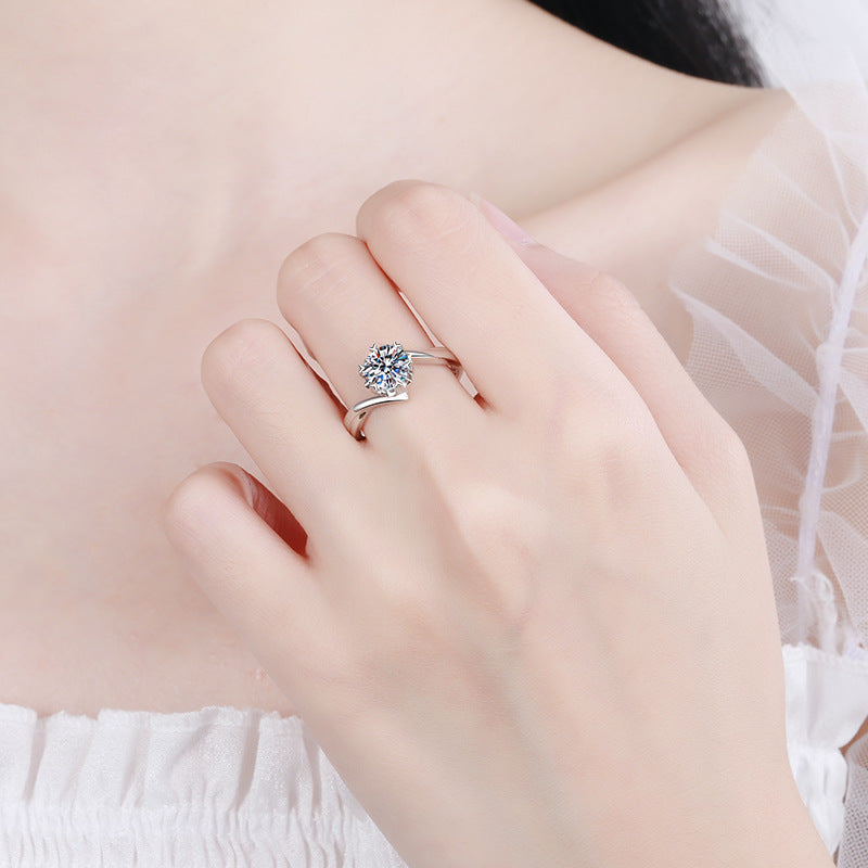 1 ct “Promise” 925 Sterling Silver Snowflake Moissanite Ring