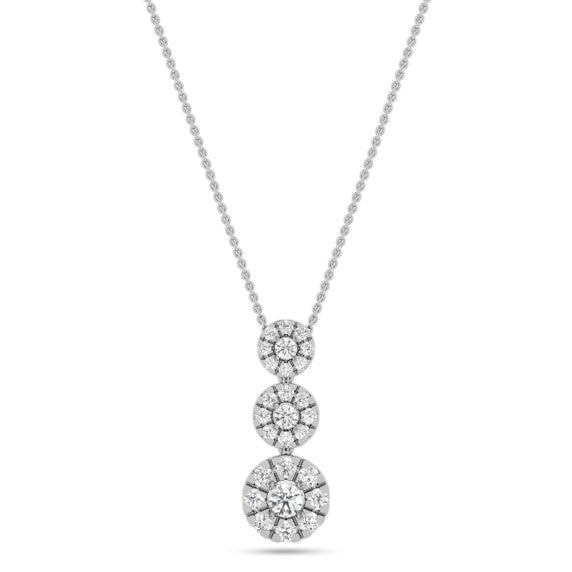 Vertical Trio Halo Pendant - Detail View