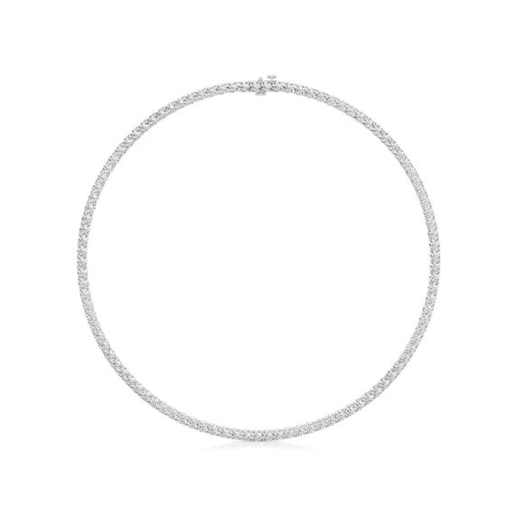 20 ct. tw. Round Lab Grown Diamond Tennis Necklace in 14k White Gold - Detail View