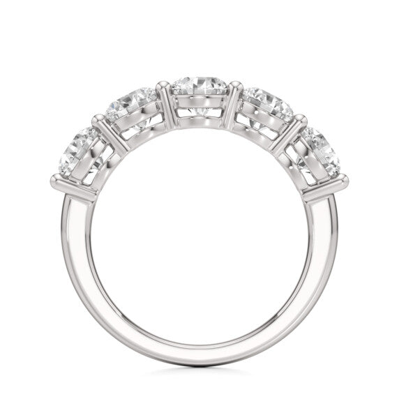 3 ct. tw. Round Five-Stone Band in 14k White Gold - Detail View