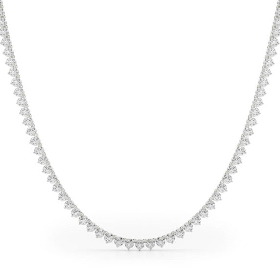 15 ct. tw. Classic Tennis Necklace in 14kt White Gold - Detail View