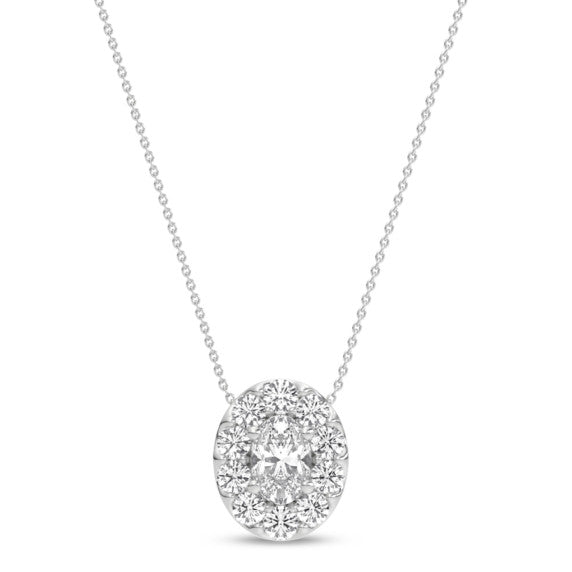 1/2 ct. tw. Stellar Oval Halo Pendant - Detail View