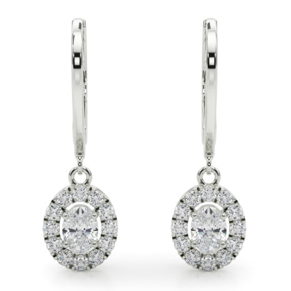 5/8 ct. tw. Oval Halo Leverback Earrings - Detail View