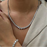 5 ct. tw. Round Graduated Riviera Tennis Necklace in 14k White Gold - Detail View
