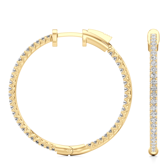 1 - 5 ct. Minimalist V Edge Inside Out Hoops - Detail View