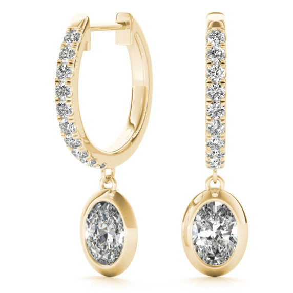 5/8 ct. tw. Oval Bezel Dangle Huggie - Side View