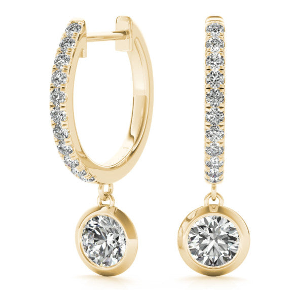 5/8 ct. tw. Round Bezel Dangle Huggie - Side View