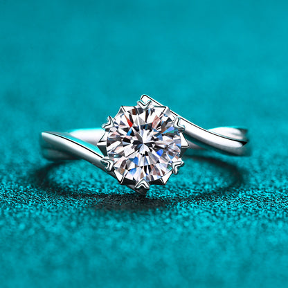1 ct “Promise” 925 Sterling Silver Snowflake Moissanite Ring