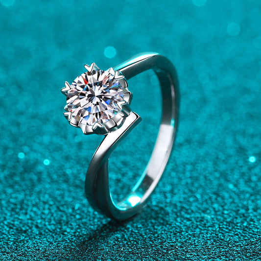 1 ct “Promise” 925 Sterling Silver Snowflake Moissanite Ring