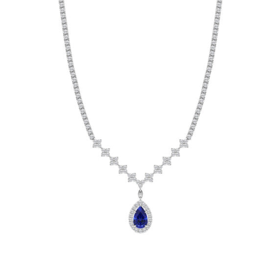 Pear Created Sapphire Fashion Necklace - Main View