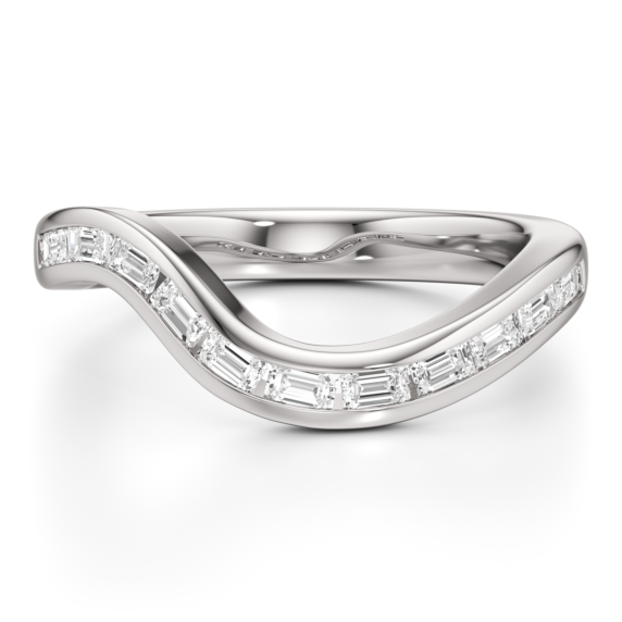 Curved Emerald Channel Set Band - Main View