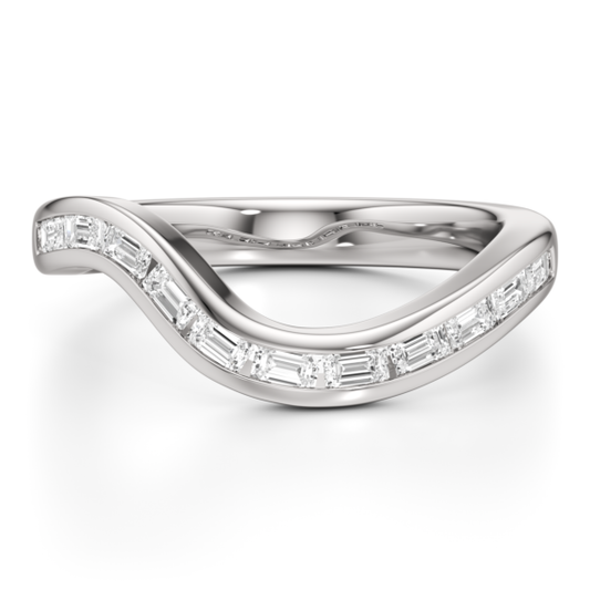 Curved Emerald Channel Set Band - Main View