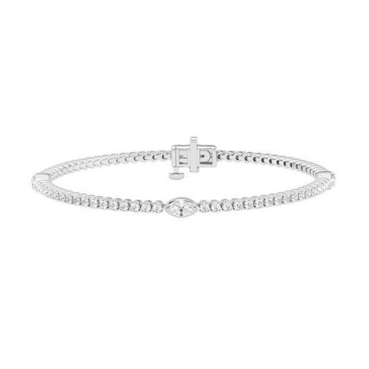 2 1/3 ct. tw. Marquise Three Stations Tennis Bracelet - Main View