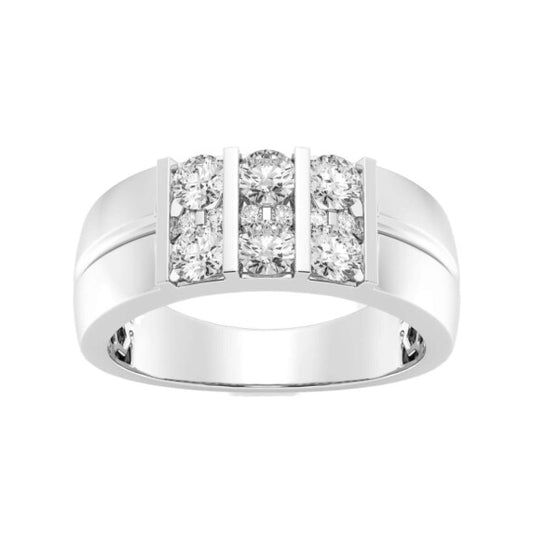 Round Men's Triple Row Channel Set Wedding Band - Main View