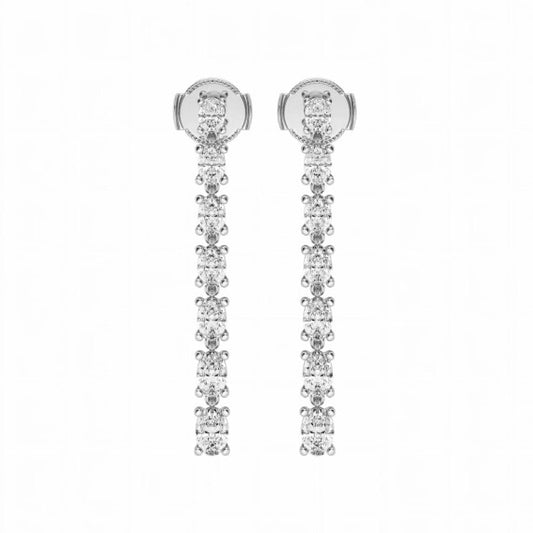 Oval Linear Dangle Earrings - Main View