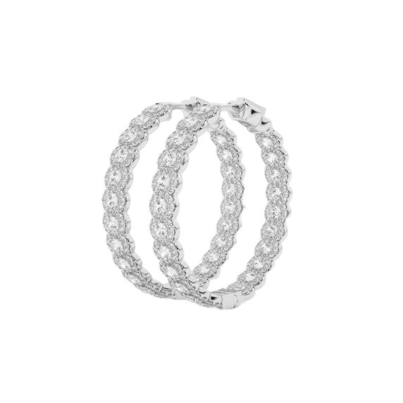 Round Inside Out Halo Hoop Earrings - Detail View