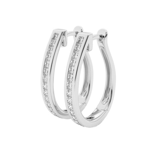 Princess Channel Set Hoop Earrings - Detail View