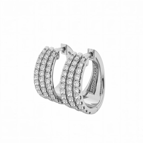 Round Triple Row Hoop Earrings - Detail View