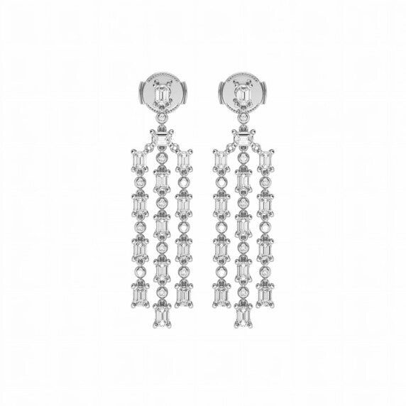 Emerald and Round Chandelier Dangle Earrings - Main View