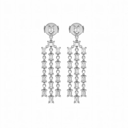 Emerald and Round Chandelier Dangle Earrings - Main View