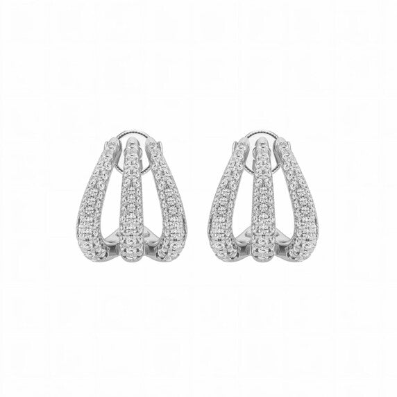 Round Triple Huggie Hoop Earrings - Main View