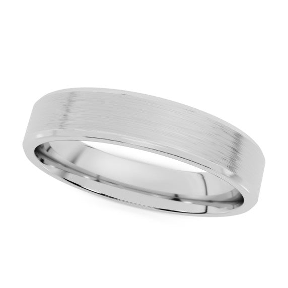 Flat Beveled Comfort Fit Textured Wedding Band 2 mm - 8 mm - View 2