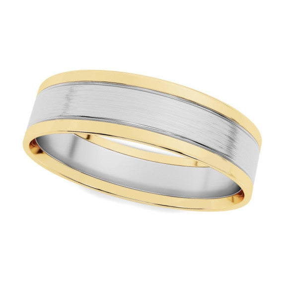 Three Row Flat Textured Wedding Band 4 mm - 8 mm - View 2
