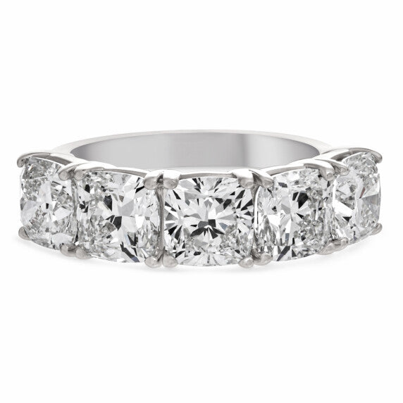 5 ct. tw. Cushion Five-Stone Band in 14K White Gold - Main View