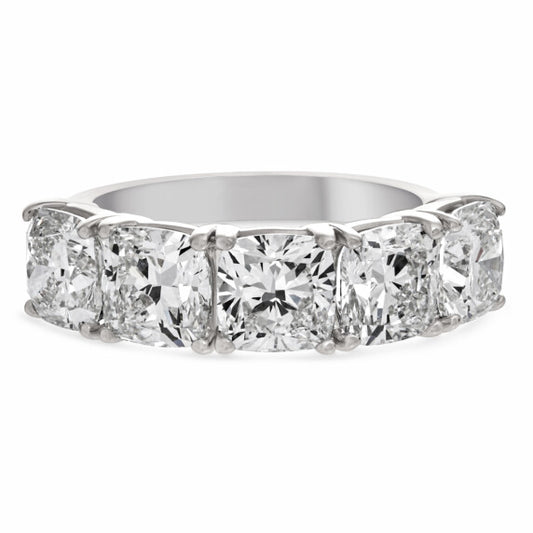 5 ct. tw. Cushion Five-Stone Band in 14K White Gold - Main View