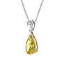 4 3/4 ct. tw. Fancy Yellow Pear Lab Grown Diamond Two Stone Pendant in 14K White and Yellow Gold - Detail View