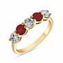 5 Stone Round Lab Grown Diamond & Ruby Ring in 14K Yellow Gold - View 2
