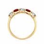 5 Stone Round Lab Grown Diamond & Ruby Ring in 14K Yellow Gold - Side View