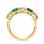 5 Stone Round Lab Grown Diamond & Emerald Ring in 14K Yellow Gold - Side View
