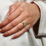5 Stone Round Lab Grown Diamond & Emerald Ring in 14K Yellow Gold - Detail View