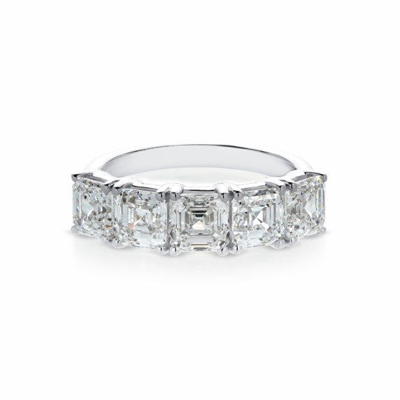 3 4/9 ct. tw. Asscher 5 Stones Band in 14k White Gold - View 2