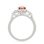 3 Stone Fancy Pink Oval Engagement Ring in 14K White Gold - Detail View