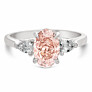 3 Stone Fancy Pink Oval Engagement Ring in 14K White Gold - Main View