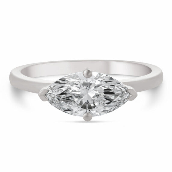 1 1/4 ct. tw. Marquise Solitare Ring in 14K White Gold - View 2