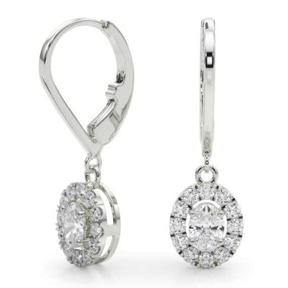 5/8 ct. tw. Oval Halo Leverback Earrings - Main View