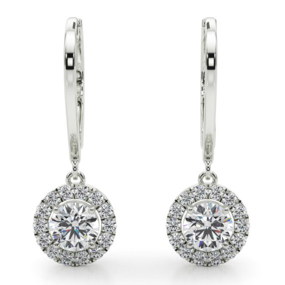 3/4 ct. tw. Round Halo Leverback Earrings - Detail View