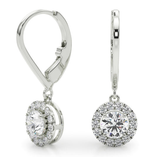 3/4 ct. tw. Round Halo Leverback Earrings - Main View