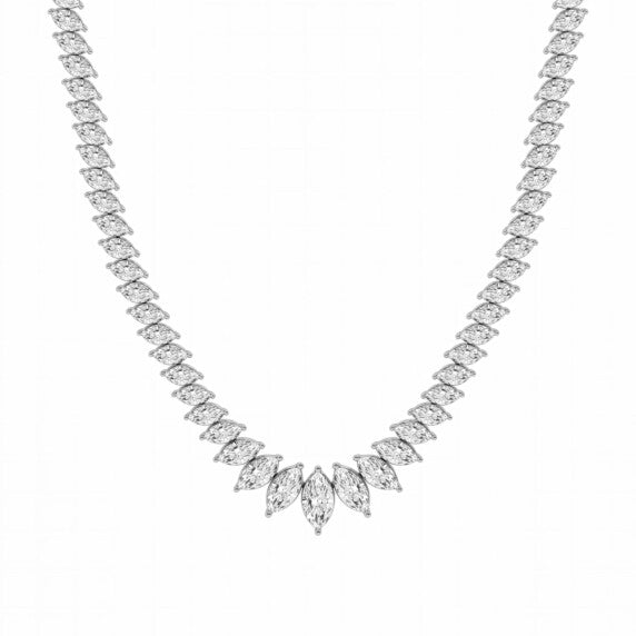 24 ct. tw. Marquise Graduated Tennis Necklace - Side View
