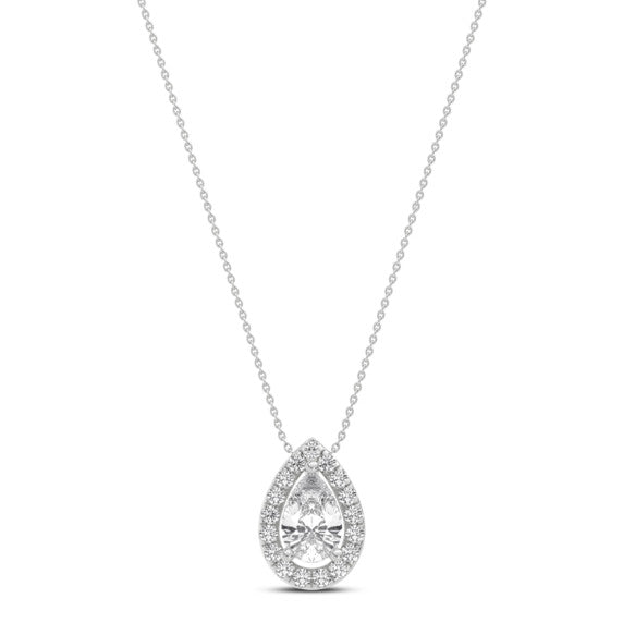 1/2 ct. tw. Stellar Pear Halo Pendant - Side View