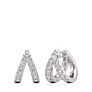 Round Diamond Double Hoop Earrings - View 2