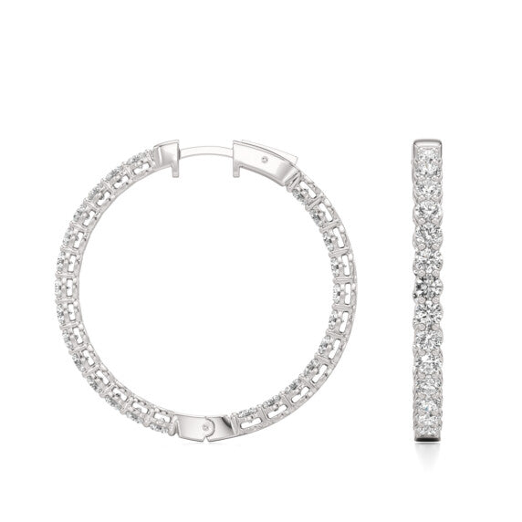 4 ct.tw. Hoop Earring in 14k White Gold - Detail View