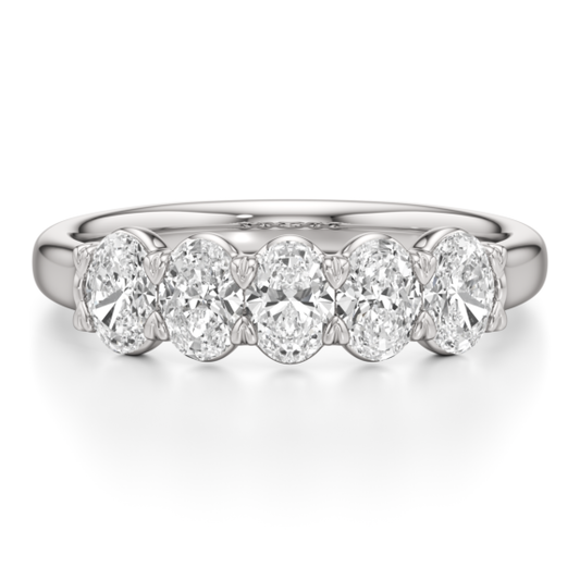 1 - 2 ct. Oval 5-Stone Ring - Main View