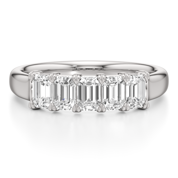 1 - 3 ct. Emerald 5-Stone Anniversary Ring - Main View