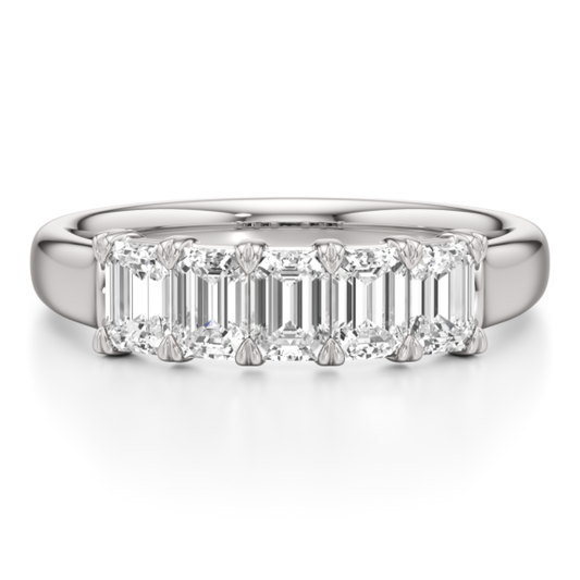 1 - 3 ct. Emerald 5-Stone Anniversary Ring - Main View